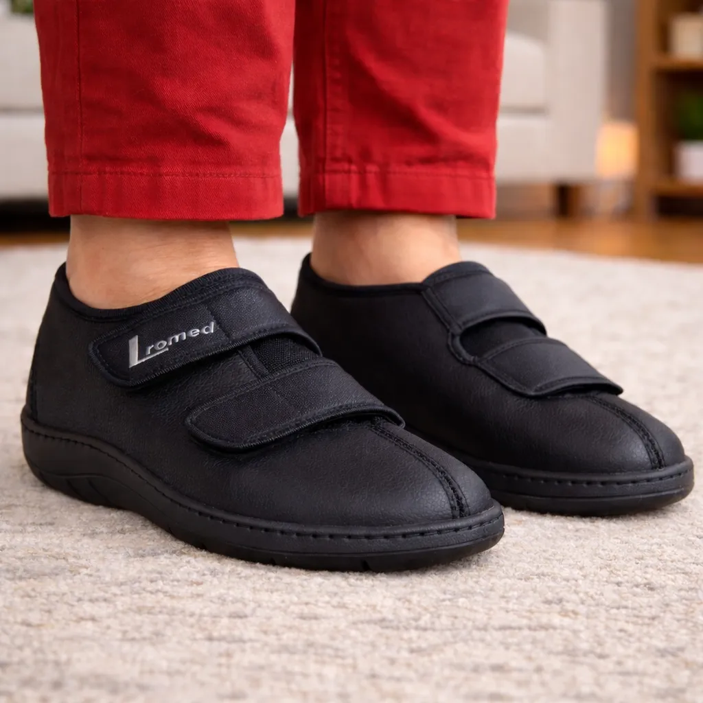 Liromed Kunstleder Verbandschuhe in Schwarz - getragen