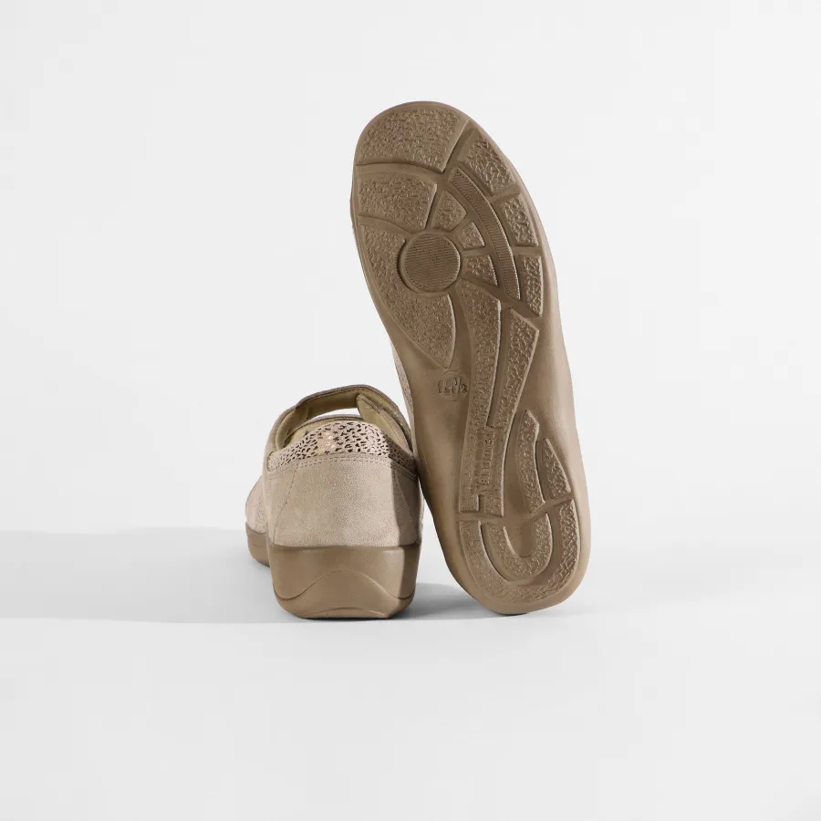 Varomed Ledersandale Moskau in Kiesel - Rückansicht