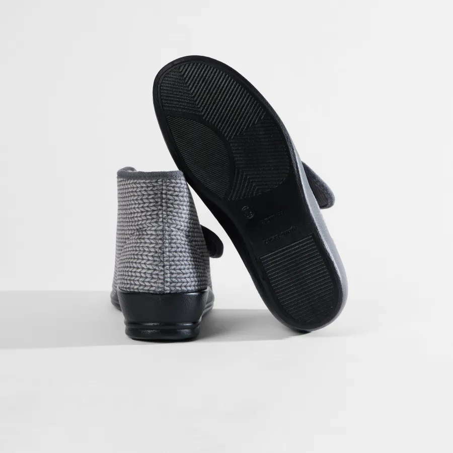 Varomed Bella Damenhausschuhe Schurwolle in Grau - Rückansicht