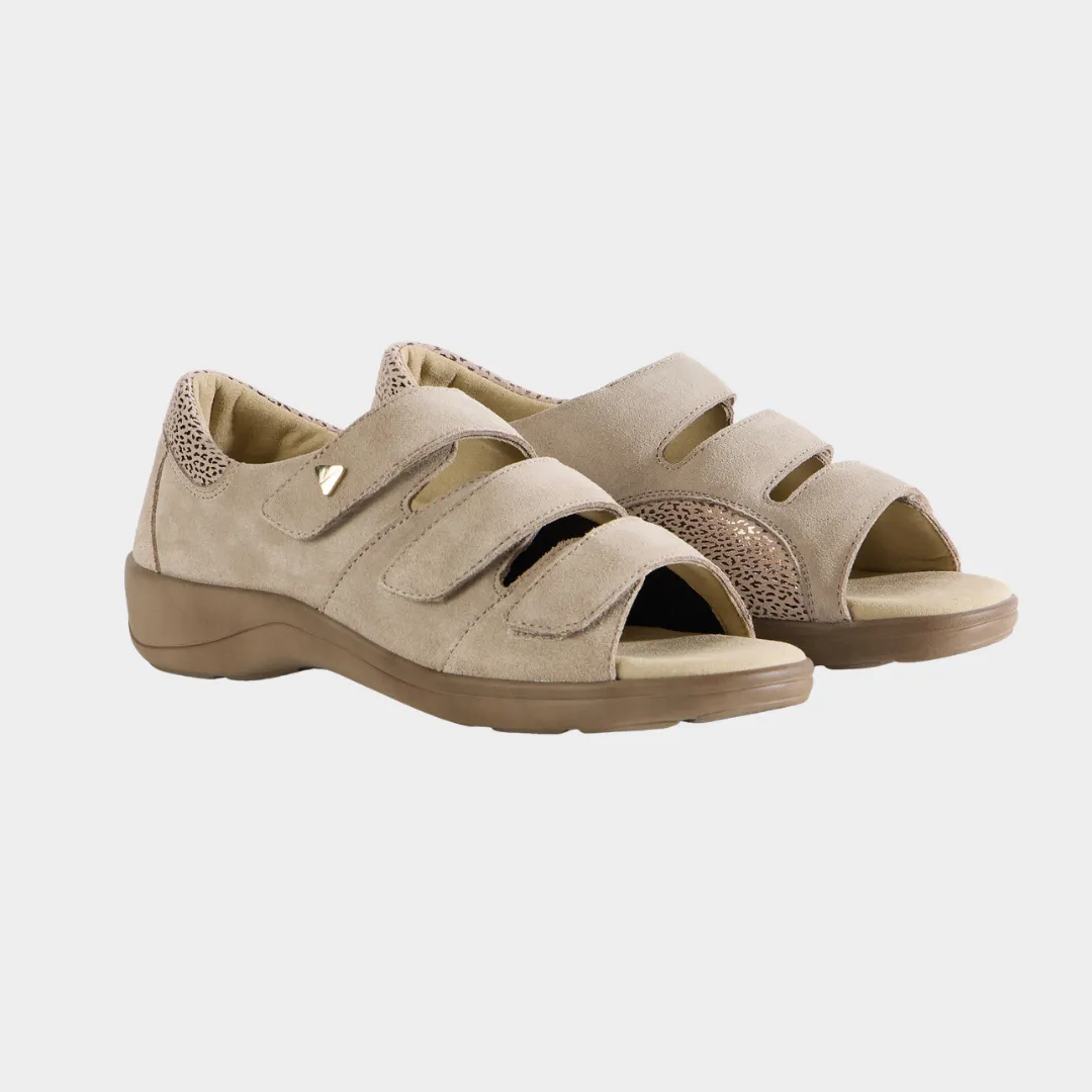 Varomed Ledersandale Moskau Kiesel - schräge Ansicht