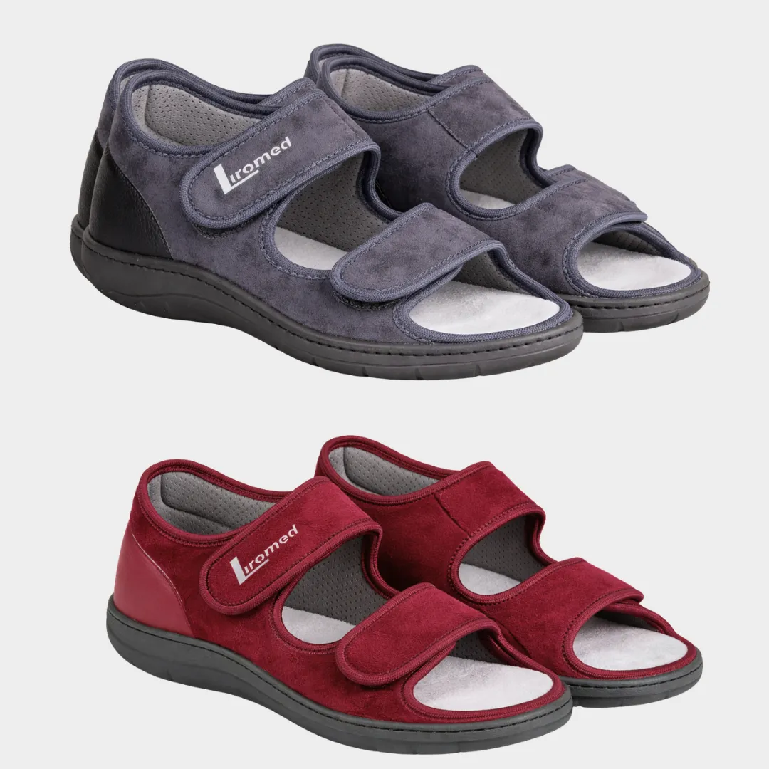 Liromed Sandale Airmesh-Futter in Bordeaux und marine- schräge Ansicht
