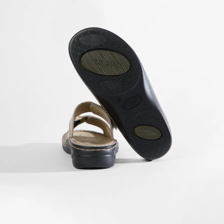 Varomed Mia Lederpantolette in Kiesel - Rückansicht