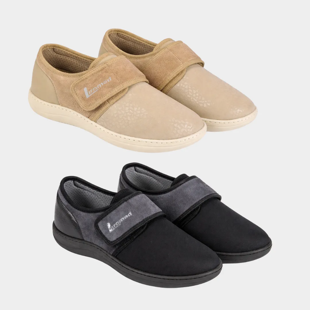 Liromed Straßenschuh Weite L in Sand - schräge Ansicht