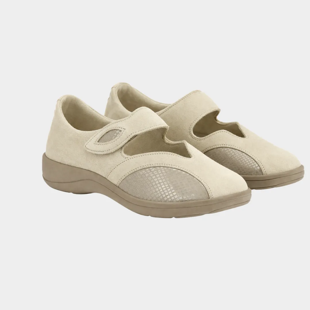 Varomed Siena Lederhalbschuh Kiesel - schräge Ansicht