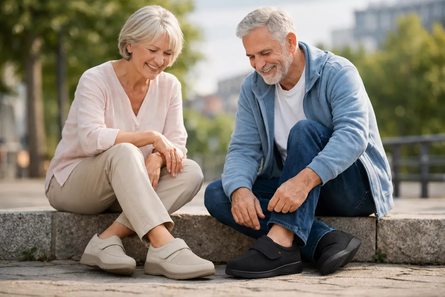 Bequeme Straßenschuhe mit Klettverschluss für empfindliche und geschwollene Füße