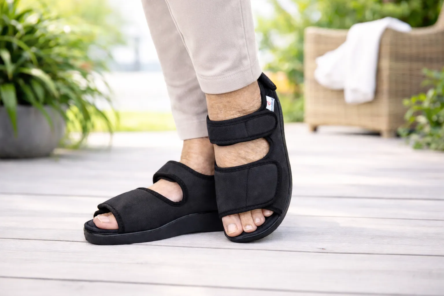 Varomed Lugano Verbandsandale in Schwarz - getragen