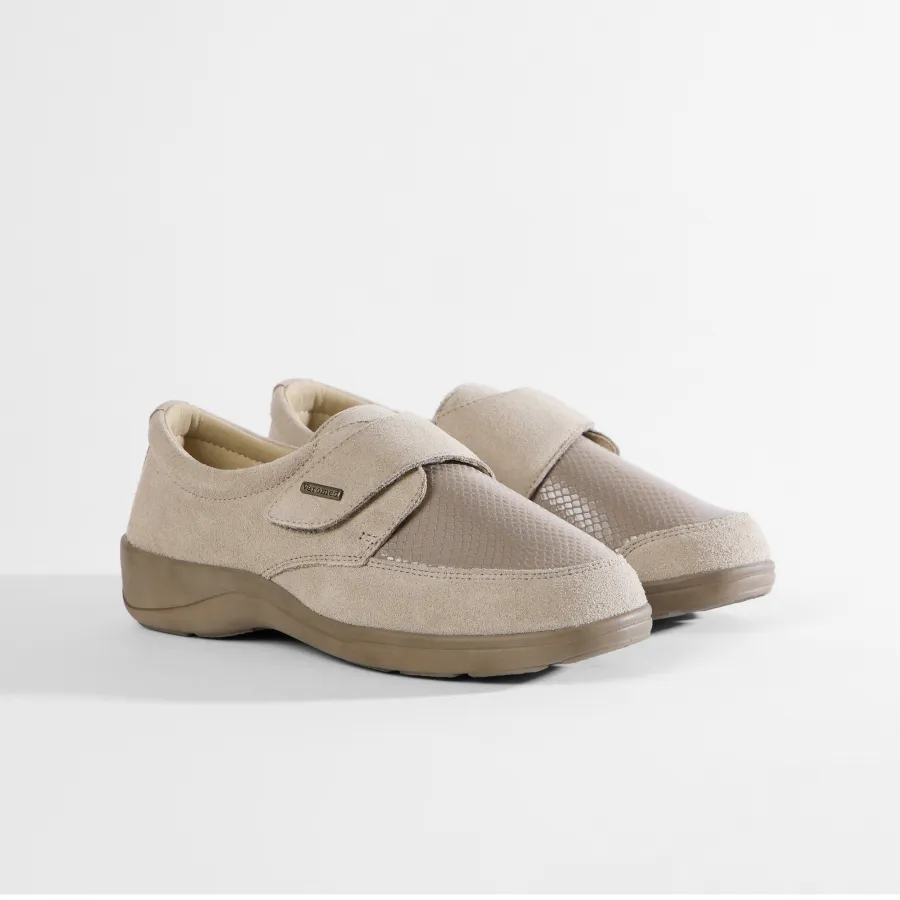 Varomed Tallin sportlicher Lederhalbschuh mit Stretch in Graphit - schräge Ansicht