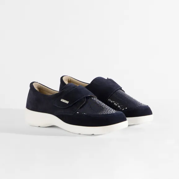 Varomed Tallin sportlicher Lederhalbschuh in Graphit - schräge Ansicht