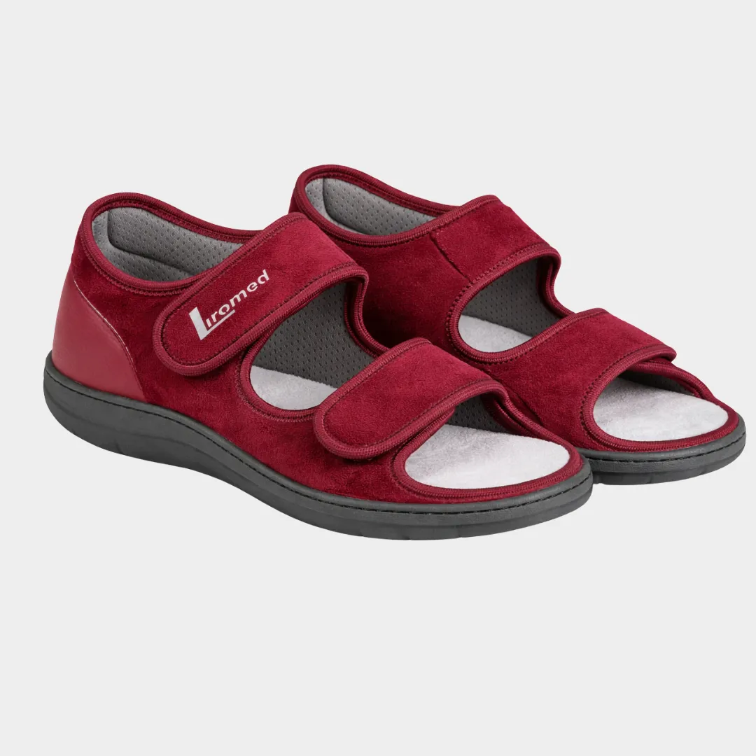 Liromed Sandale Airmesh-Futter in Bordeaux - schräge Ansicht