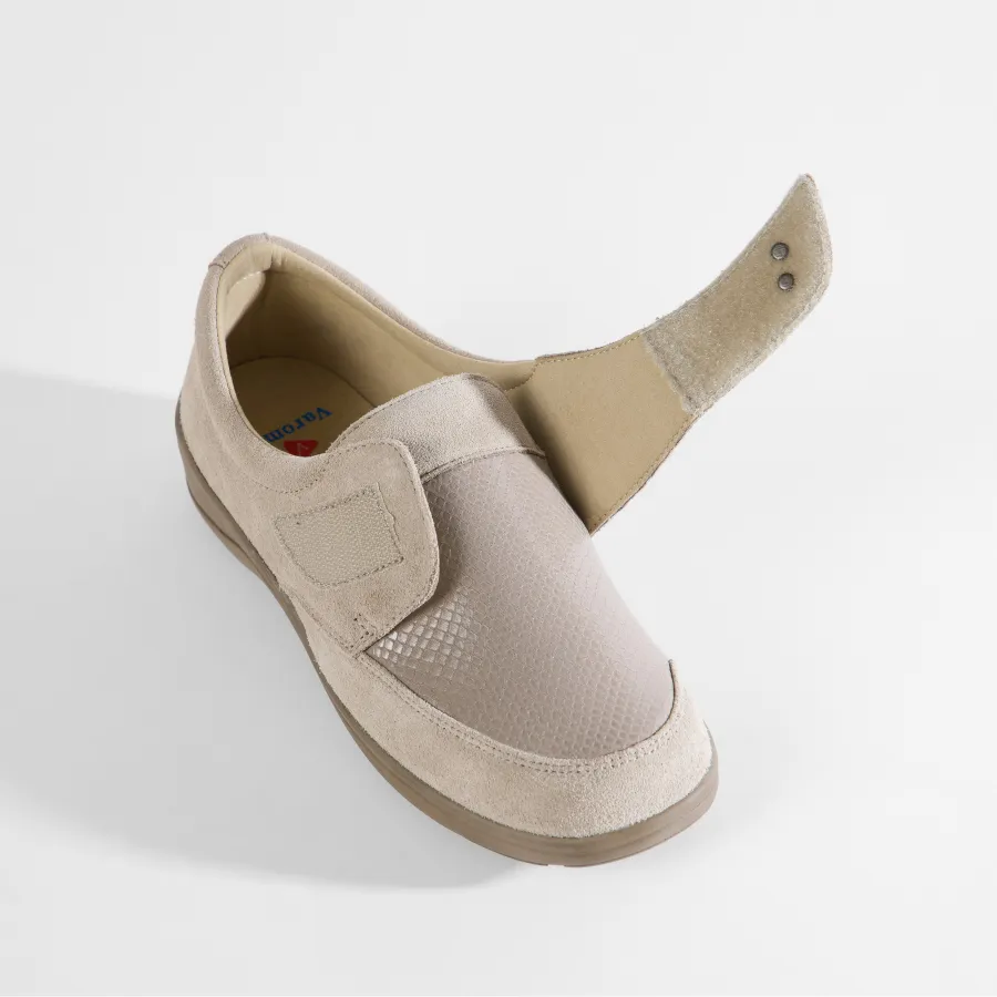 Varomed Tallin sportlicher Lederhalbschuh in Beige - Draufsicht