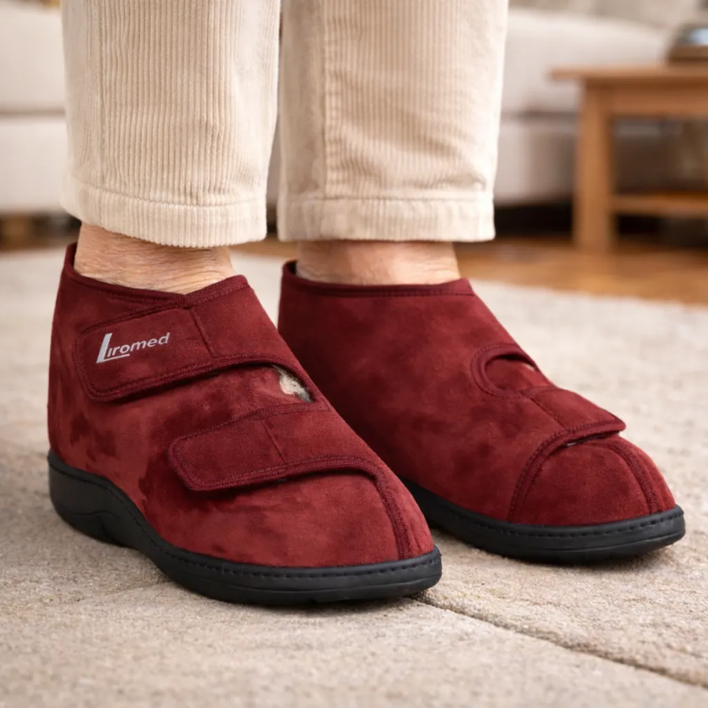 Liromed Verbandschuhe Schurwollfutter Bordo - getragen Ansicht